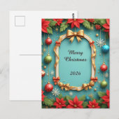 Weihnachtsrahmen mit Poinsettias Postkarte (Vorne/Hinten)