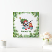Weihnachtsrahmen Quadratische Wanduhr (Zuhause)