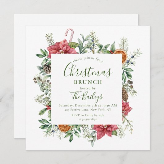 Weihnachtsrahmen | WeihnachtsBrunch Einladung (Vorne/Hinten)