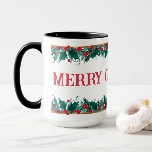 Weihnachtsrand mit Text Tasse (Mit Donut)