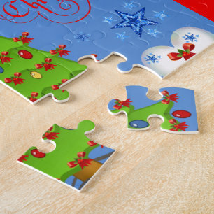 Weihnachtsrätsel Geschenkboxen für Kinder hellblau Puzzle