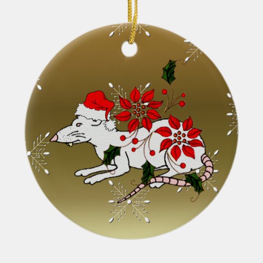 Weihnachtsratte Keramik Ornament (Vorne)