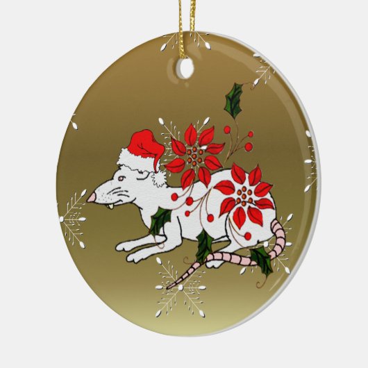 Weihnachtsratte Keramik Ornament (Links)
