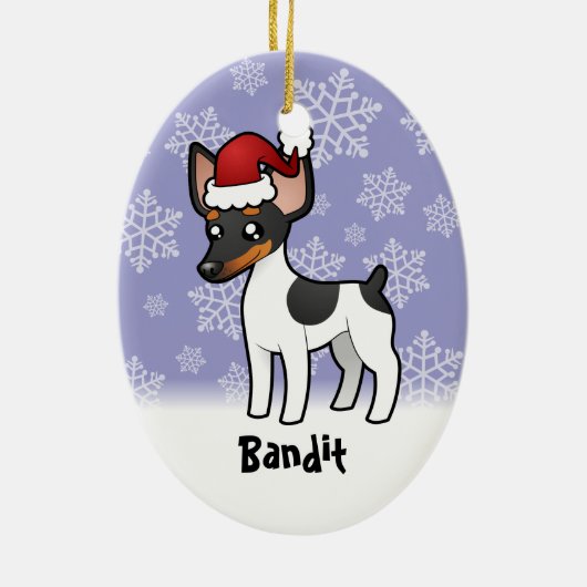 Weihnachtsratte Terrier/Spielzeug-Foxterrier Keramikornament (Hinten)