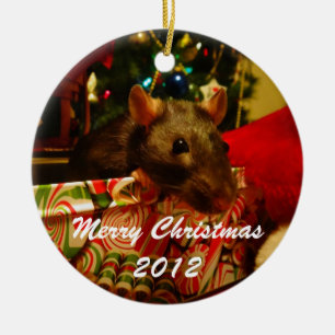 Weihnachtsratten-Verzierung 2012 Keramikornament