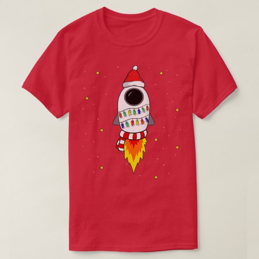 Weihnachtsraum-Rakete Santa Space hielt Geschenk T-Shirt (Design vorne)