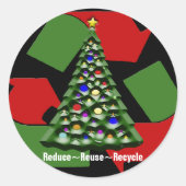 Weihnachtsrecycling Runder Aufkleber (Vorderseite)
