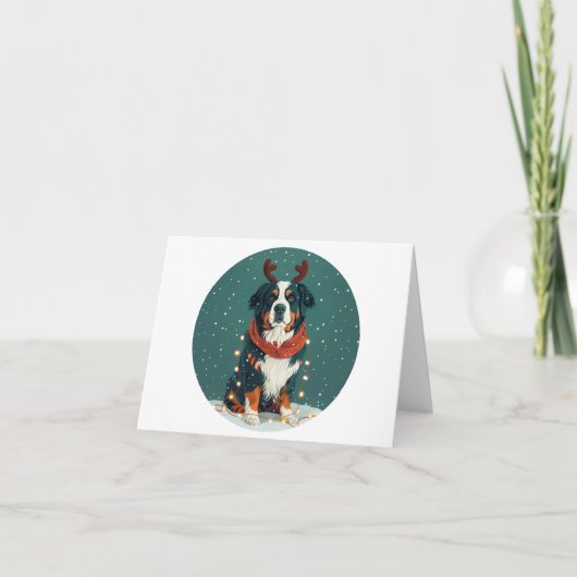 Weihnachtsredeer Bernese Mountain Dog Feiertagskarte (Vorderseite)
