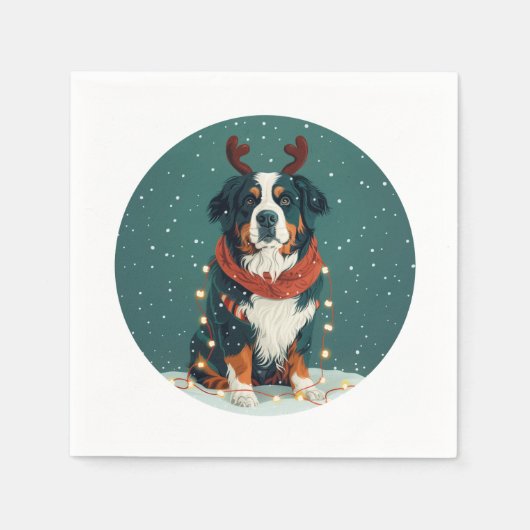 Weihnachtsredeer Bernese Mountain Dog Serviette (Vorderseite)