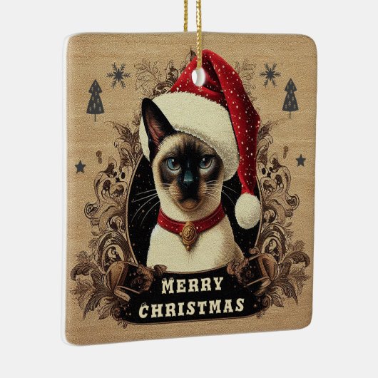 Weihnachtsregal Siamese Cat, Xmas Santa Kitten Keramikornament (Rechts)