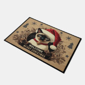 Weihnachtsregal Siamese Katze, Santa Kitten Willko Fußmatte (Schrägansicht)