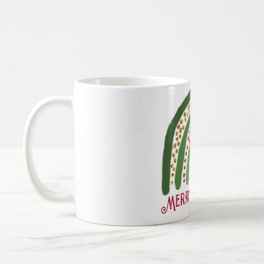Weihnachtsregenbogen Glitzer Rot Gold Grün Kaffeetasse (Links)