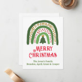 Weihnachtsregenbogen Glitzer Rot Gold Grün Mitteilungskarte (Vorderseite/Rückseite Beispiel)