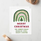 Weihnachtsregenbogen Glitzer Rot Gold Grün Mitteilungskarte (Vorderseite/Rückseite Beispiel)