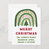 Weihnachtsregenbogen Glitzer Rot Gold Grün Mitteilungskarte (Vorne/Hinten)