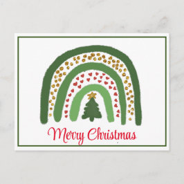 Weihnachtsregenbogen Glitzer Rot Gold Grün Postkarte