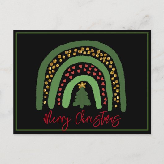 Weihnachtsregenbogen Glitzer Rot Gold Grün Postkarte (Vorderseite)