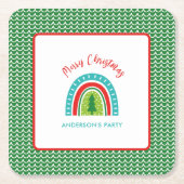Weihnachtsregenbogen personalisiert rechteckiger pappuntersetzer (Vorderseite)