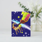 Weihnachtsreh mit Schlitten Feiertagspostkarte (Stehend Vorderseite)