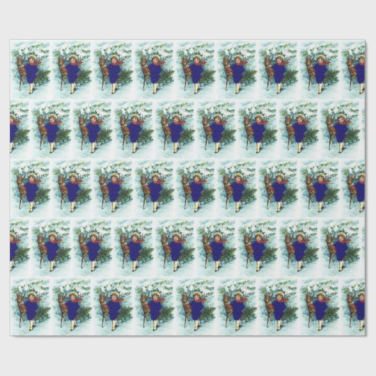 Weihnachtsreh und Kind Geschenkpapier (Flach)