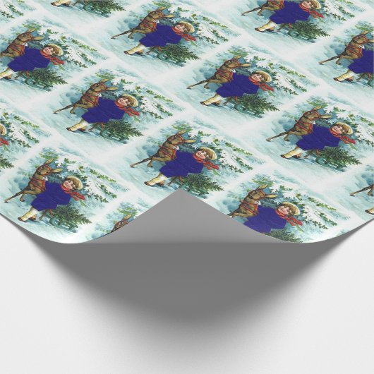 Weihnachtsreh und Kind Geschenkpapier (Ecke)