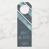 Weihnachtsreifen Muster Aquamarin ID862 Flaschenanhänger (Vorderseite)