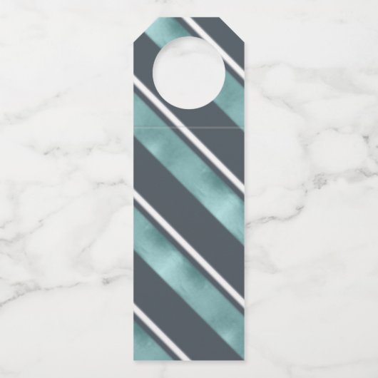 Weihnachtsreifen Muster Aquamarin ID862 Flaschenanhänger (Rückseite)