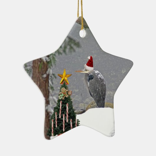 Weihnachtsreiher im Schnee-Foto Keramikornament (Rechts)