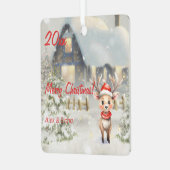 Weihnachtsreinenhaus Foto Square Ornament (Vorderseite links)