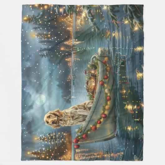 Weihnachtsreise des englischen Setters Fleecedecke (Vorderseite)