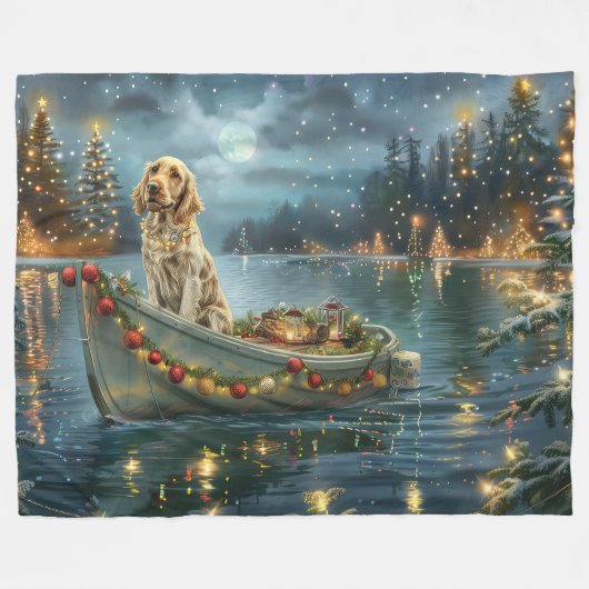 Weihnachtsreise des englischen Setters Fleecedecke (Vorderseite (Horizontal))