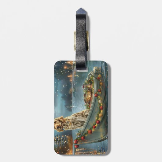 Weihnachtsreise des englischen Setters Gepäckanhänger (Rückseite vertikal)