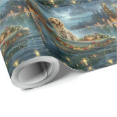 Weihnachtsreise des englischen Setters Geschenkpapier (Rolleneckpunkt)