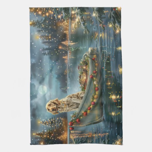 Weihnachtsreise des englischen Setters Geschirrtuch (Vertikal)