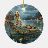 Weihnachtsreise des englischen Setters Keramik Ornament (Hinten)