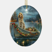 Weihnachtsreise des englischen Setters Keramik Ornament (Rechts)