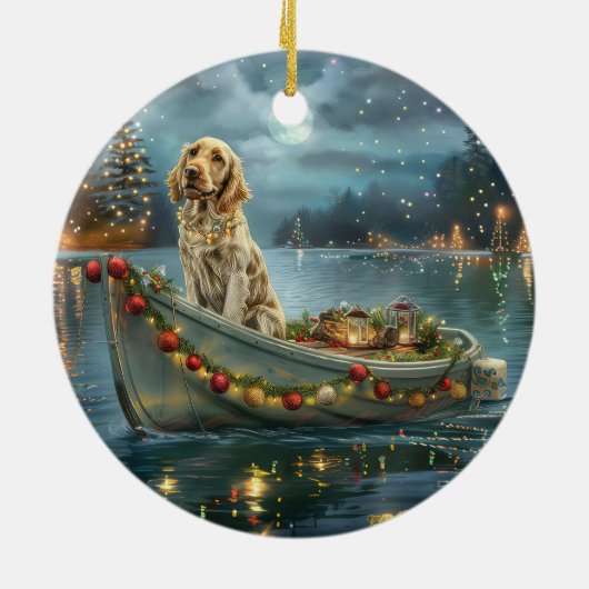 Weihnachtsreise des englischen Setters Keramik Ornament (Hinten)