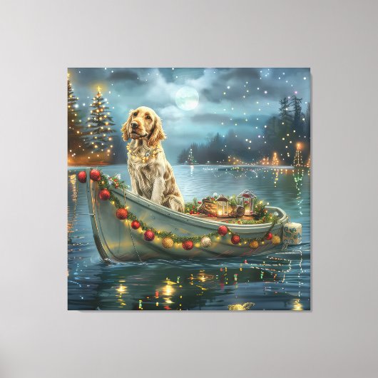 Weihnachtsreise des englischen Setters Leinwanddruck (Vorderseite)