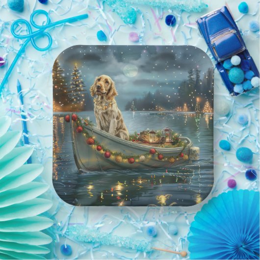 Weihnachtsreise des englischen Setters Pappteller (Party)