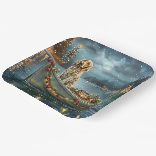 Weihnachtsreise des englischen Setters Pappteller (Gewinkelt)