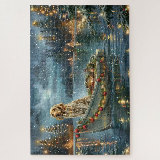 Weihnachtsreise des englischen Setters Puzzle (Vertikal)
