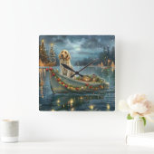 Weihnachtsreise des englischen Setters Quadratische Wanduhr (Zuhause)