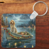 Weihnachtsreise des englischen Setters Schlüsselanhänger (Rückseite)