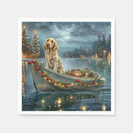 Weihnachtsreise des englischen Setters Serviette (Vorderseite)