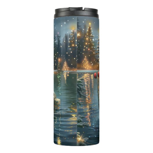 Weihnachtsreise des englischen Setters Thermosbecher (Rückseite)