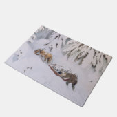 Weihnachtsreise durch den Schnee (von Kittelsen) Fußmatte (Schrägansicht)