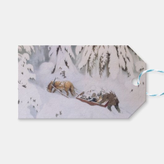 Weihnachtsreise durch den Schnee (von Kittelsen) Geschenkanhänger (Vorderseite (Horizontal))