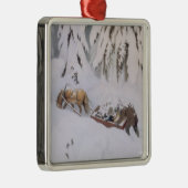 Weihnachtsreise durch den Schnee (von Kittelsen) Ornament Aus Metall (Rechts)