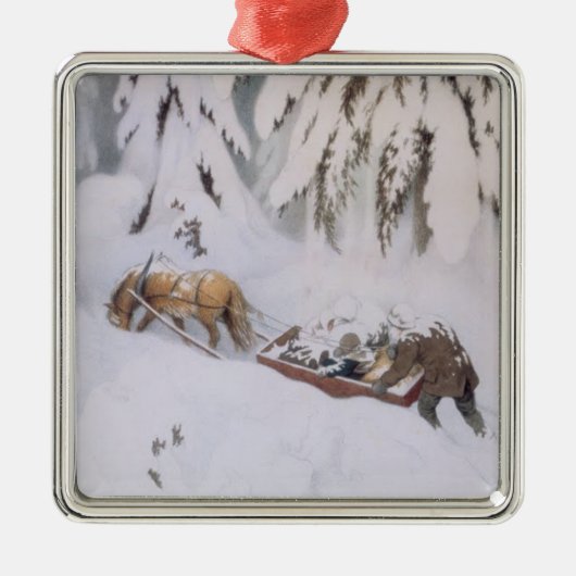 Weihnachtsreise durch den Schnee (von Kittelsen) Ornament Aus Metall (Vorne)