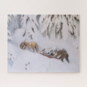 Weihnachtsreise durch den Schnee (von Kittelsen) Puzzle